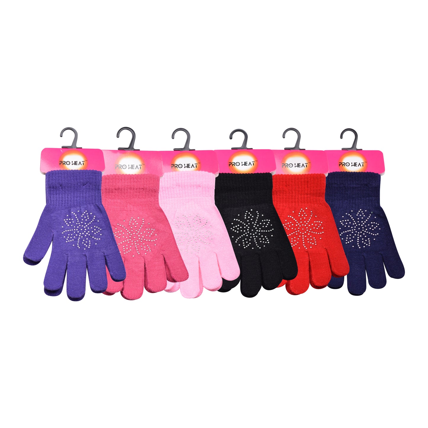 PRO HEAT™ Kids Thermal Magic Gloves - Rhinestones Flower (Assorted Colours)