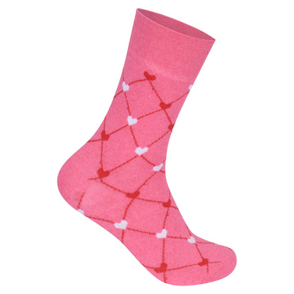 Ladies Non Elastic Diabetic Socks - Connected Hearts Pattern (12 Pairs)