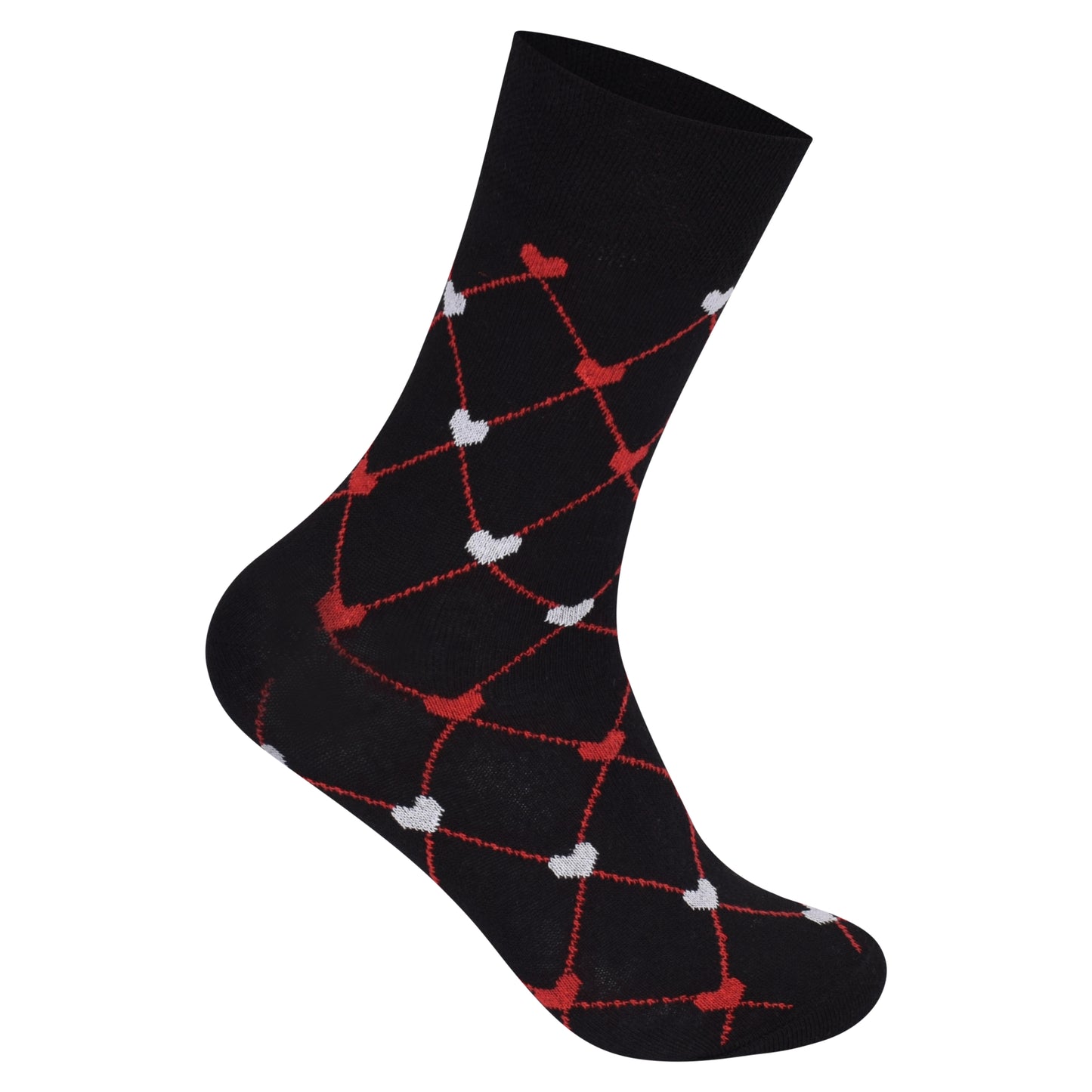 Ladies Non Elastic Diabetic Socks - Connected Hearts Pattern (12 Pairs)