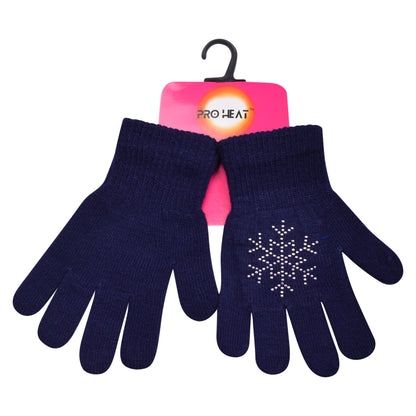 PRO HEAT™ Kids Thermal Magic Gloves - Rhinestone Snowflake (Assorted Colours)
