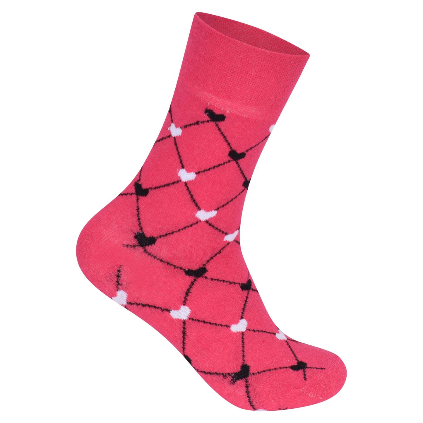 Ladies Non Elastic Diabetic Socks - Connected Hearts Pattern (12 Pairs)