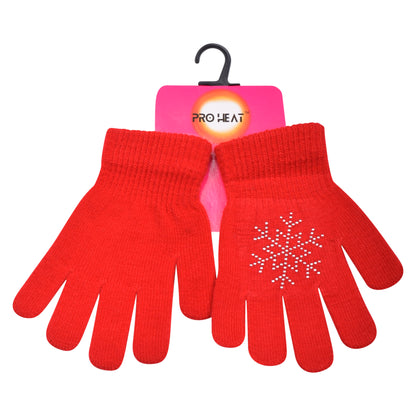 PRO HEAT™ Kids Thermal Magic Gloves - Rhinestone Snowflake (Assorted Colours)