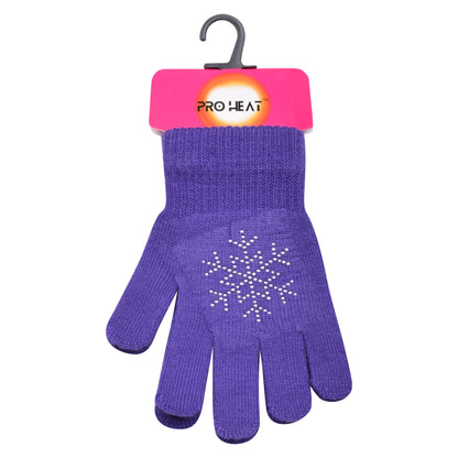 PRO HEAT™ Kids Thermal Magic Gloves - Rhinestone Snowflake (Assorted Colours)