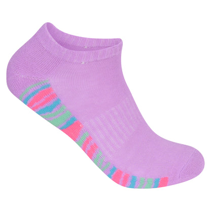Ladies Cushioned Trainer Socks - Assorted Stripes (12 Pairs)