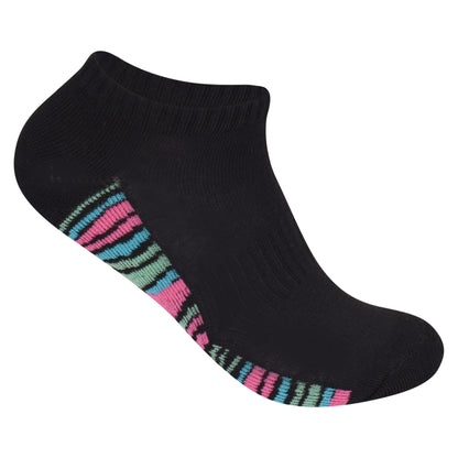 Ladies Cushioned Trainer Socks - Assorted Stripes (12 Pairs)