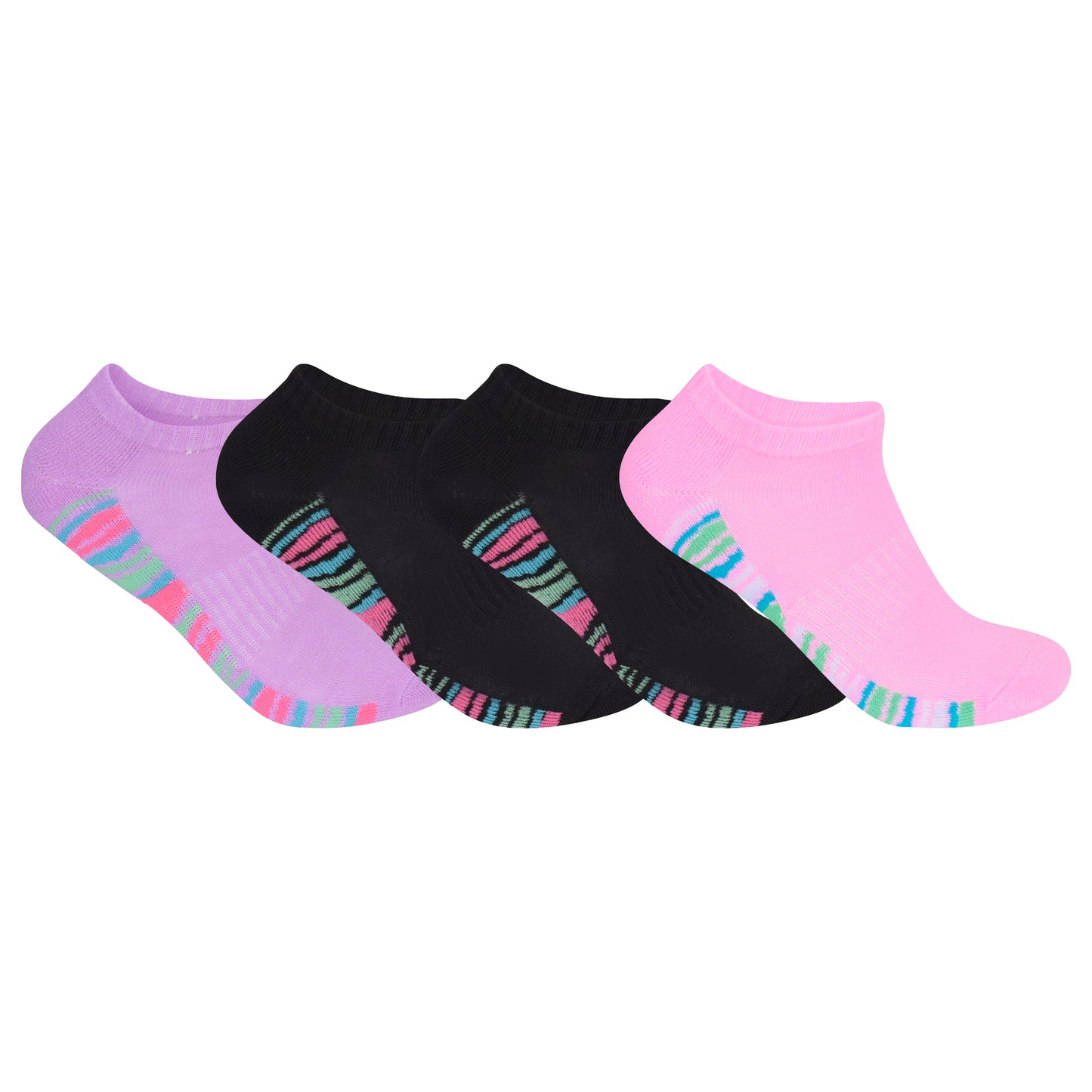 Ladies Cushioned Trainer Socks - Assorted Stripes (12 Pairs)