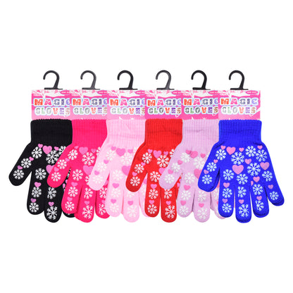 PRO HEAT™ Kids Thermal Magic Gloves - Snowflake/Heart (Assorted Colours)