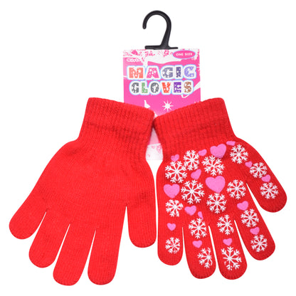 PRO HEAT™ Kids Thermal Magic Gloves - Snowflake/Heart (Assorted Colours)