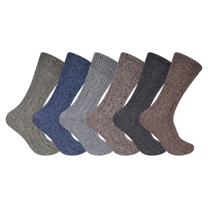 Mens Chunky Wool Blend Socks -Assorted (12 Pairs)