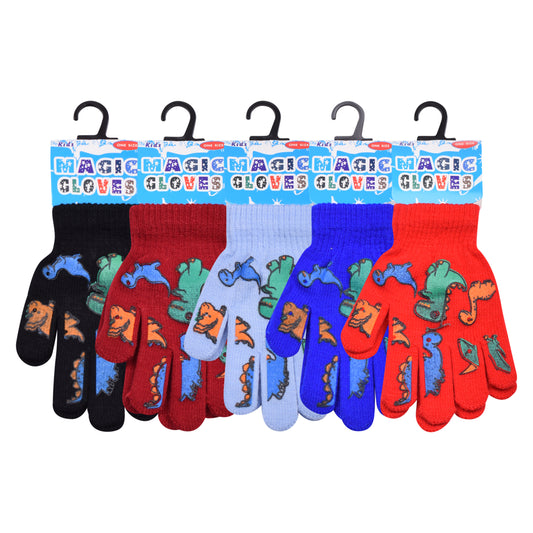PRO HEAT™ Kids Thermal Magic Gloves - Dinosaur (Assorted Colours)