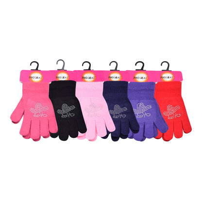 PRO HEAT™ Kids Thermal Magic Gloves - Rhinestones Tulip (Assorted Colours)