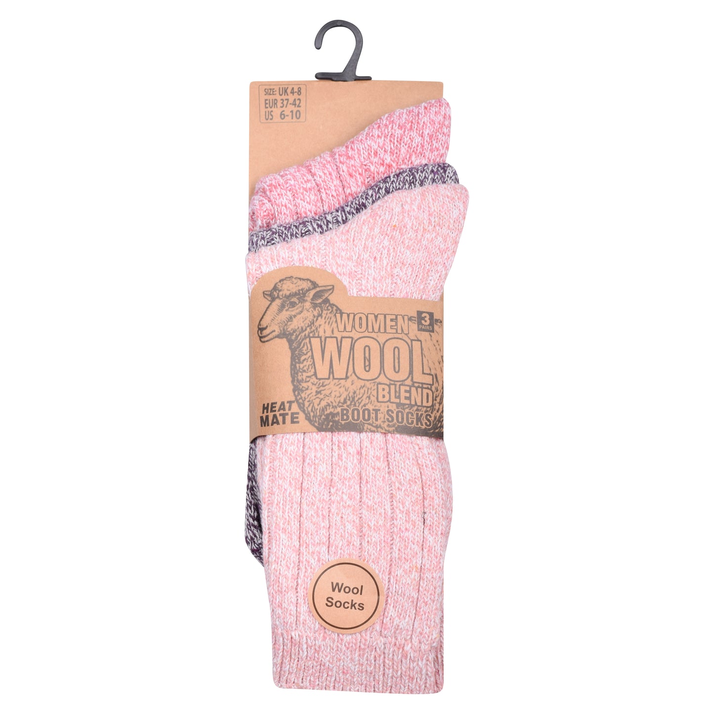 Ladies Chunky Wool Blend Socks - Assorted (12 Pairs)