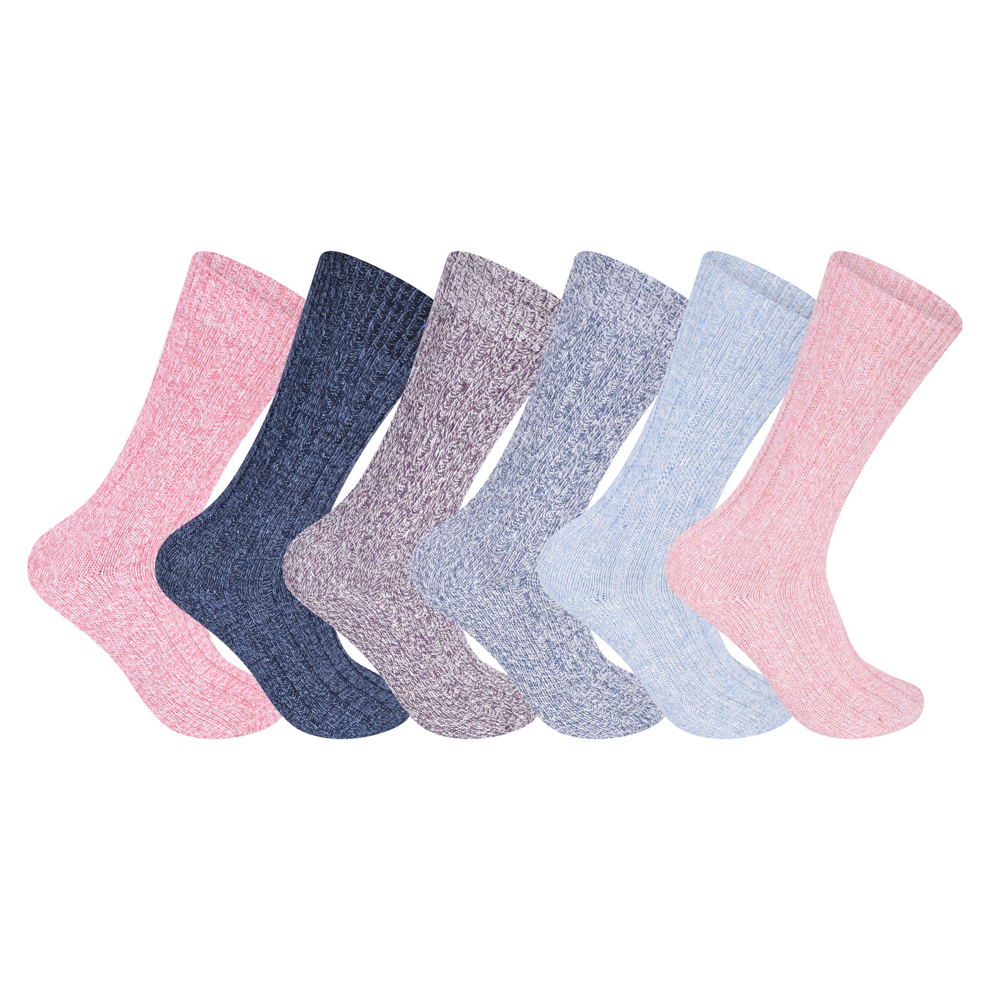 Ladies Chunky Wool Blend Socks - Assorted (12 Pairs)