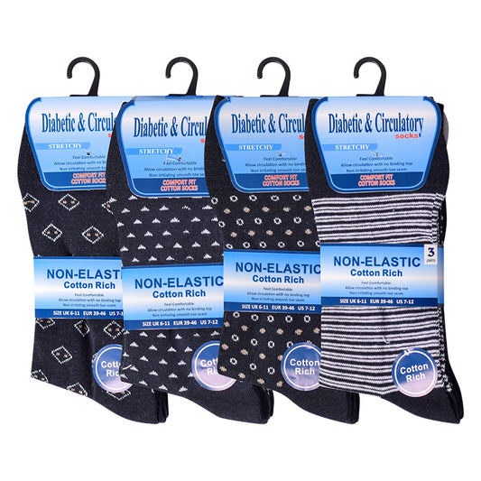 Mens Non Elastic Diabetic Socks - Formal V2 (12 Pairs)