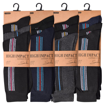 Mens Dress Socks - Striped (12 Pairs)