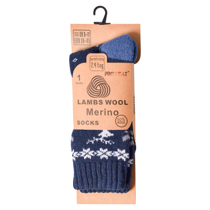 Mens Merino Lambs Wool Socks - Reindeer (12 Pairs)