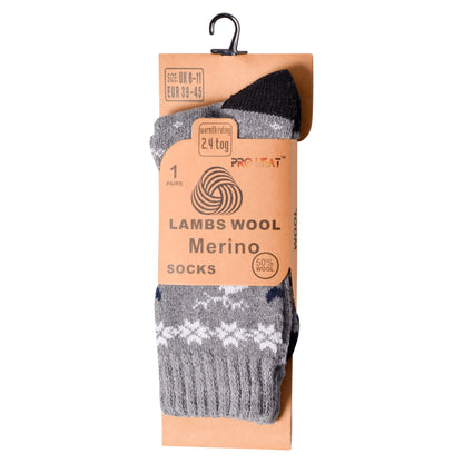 Mens Merino Lambs Wool Socks - Reindeer (12 Pairs)
