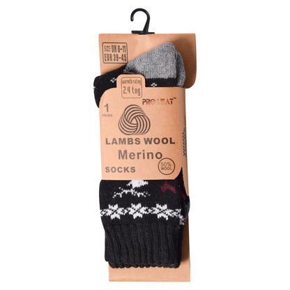 Mens Merino Lambs Wool Socks - Reindeer (12 Pairs)