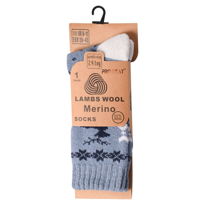 Mens Merino Lambs Wool Socks - Reindeer (12 Pairs)