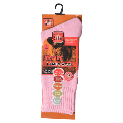 Ladies Merino Lambs Wool Socks - Plain Assorted (12 Pairs)
