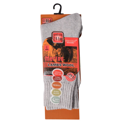 Ladies Merino Lambs Wool Socks - Plain Assorted (12 Pairs)