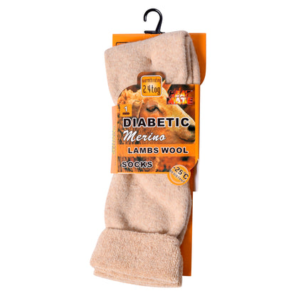 Mens Diabetic Merino Lambs Wool Socks -Assorted (12 Pairs)