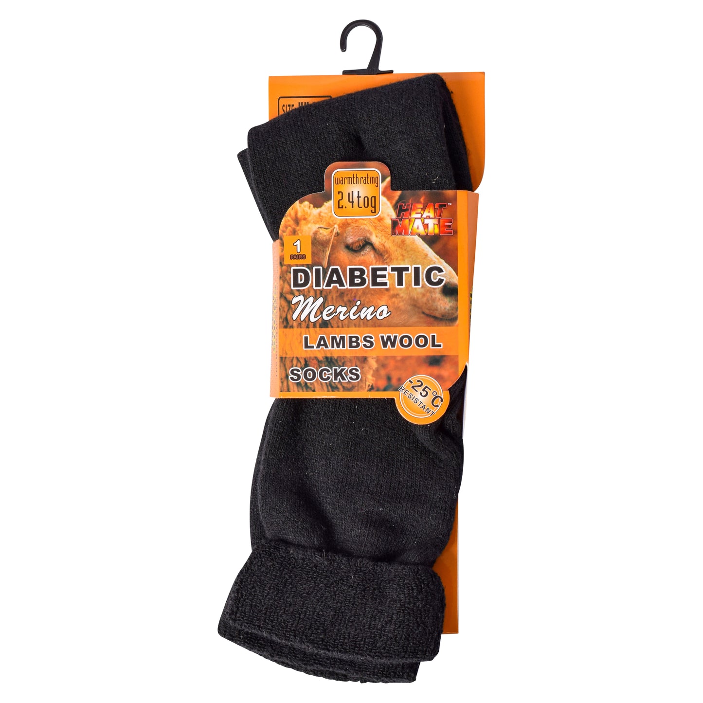 Mens Diabetic Merino Lambs Wool Socks -Assorted (12 Pairs)