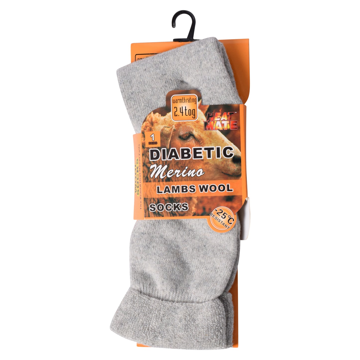 Mens Diabetic Merino Lambs Wool Socks -Assorted (12 Pairs)