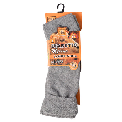 Mens Diabetic Merino Lambs Wool Socks -Assorted (12 Pairs)