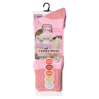 Ladies Merino Lambs Wool Socks - Two Tone (12 Pairs)