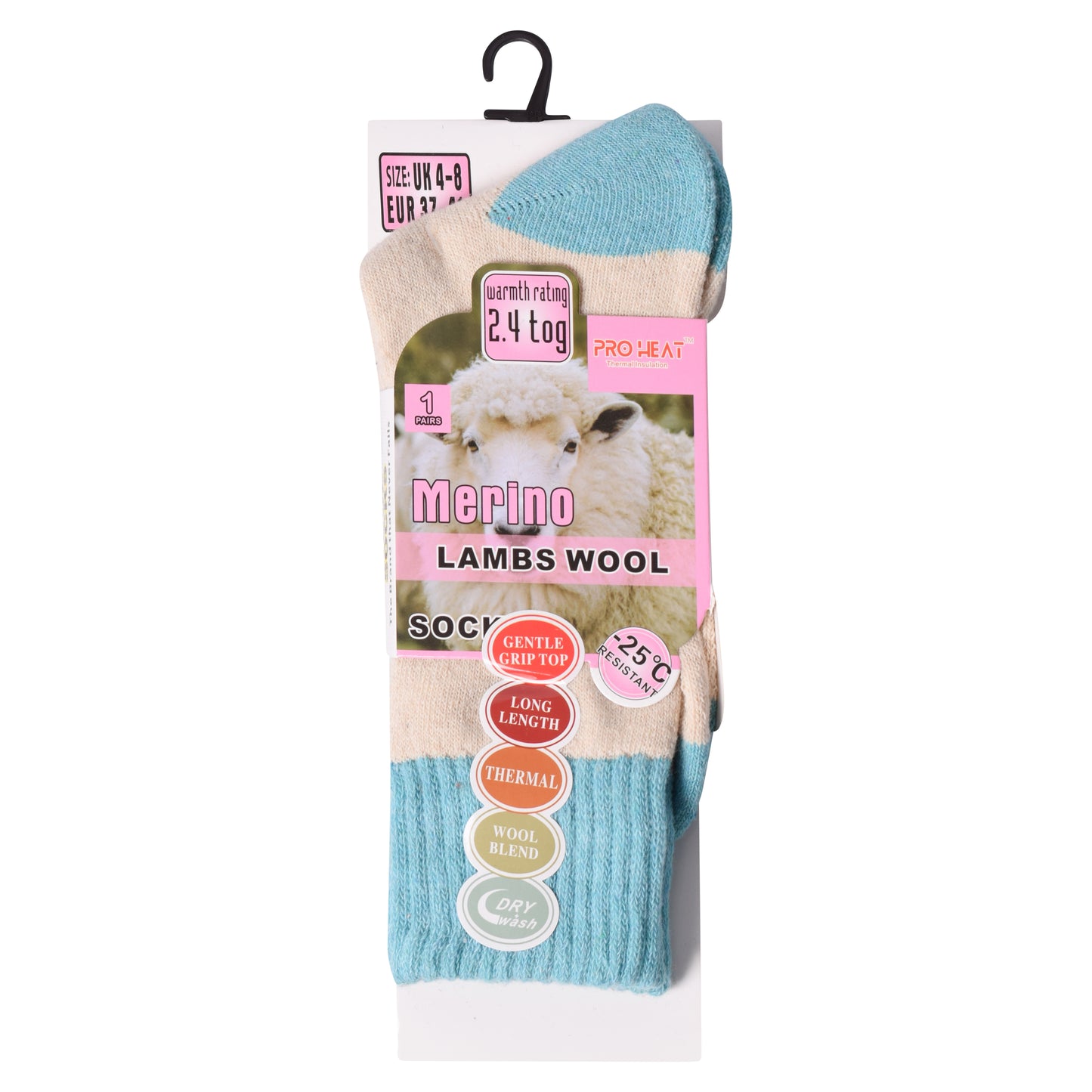 Ladies Merino Lambs Wool Socks - Two Tone (12 Pairs)