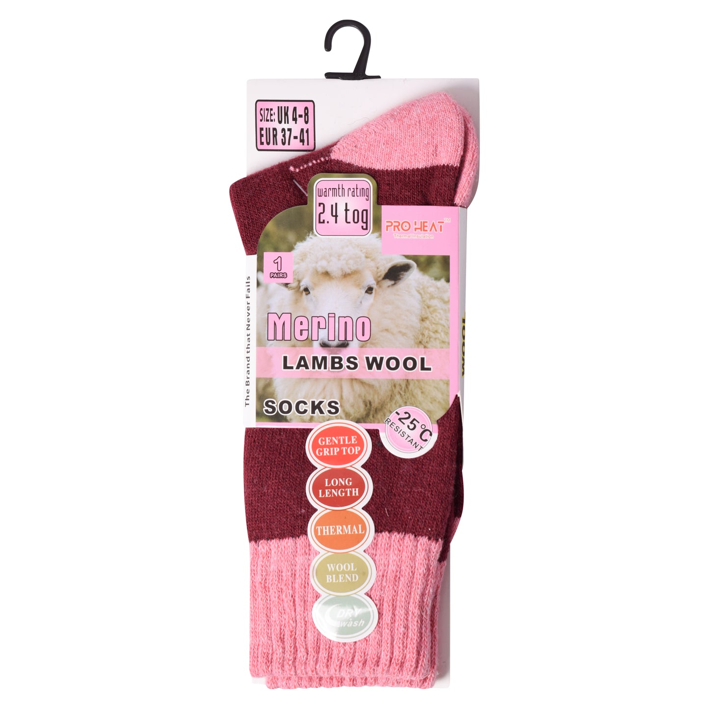Ladies Merino Lambs Wool Socks - Two Tone (12 Pairs)