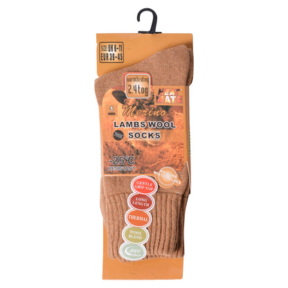 Mens Merino Lambs Wool Socks - Assorted (12 Pairs)