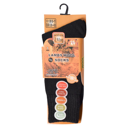 Mens Merino Lambs Wool Socks - Assorted (12 Pairs)