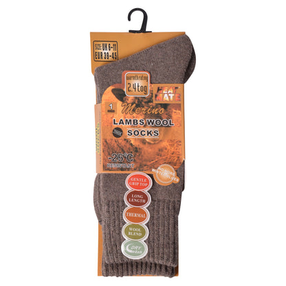 Mens Merino Lambs Wool Socks - Assorted (12 Pairs)