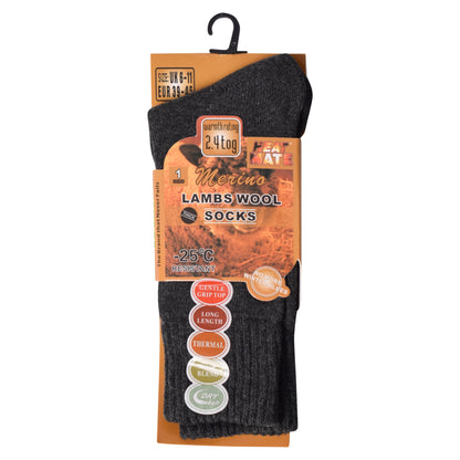 Mens Merino Lambs Wool Socks - Assorted (12 Pairs)