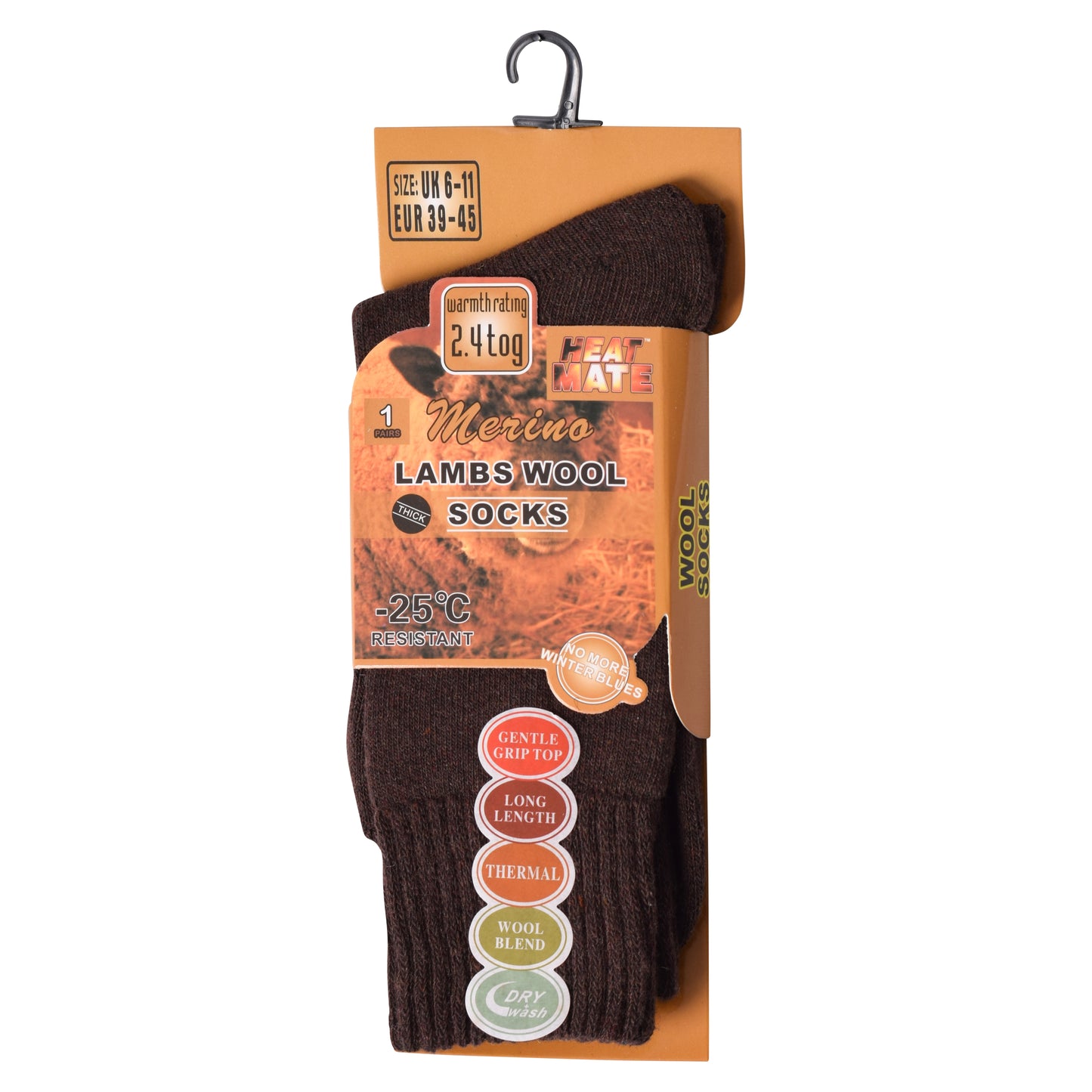 Mens Merino Lambs Wool Socks - Assorted (12 Pairs)