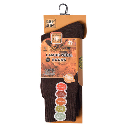 Mens Merino Lambs Wool Socks - Assorted (12 Pairs)