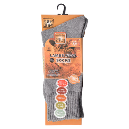 Mens Merino Lambs Wool Socks - Assorted (12 Pairs)