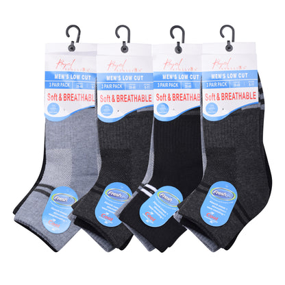 Mens Cushioned Trainer Socks - Assorted Striped (12 Pairs)