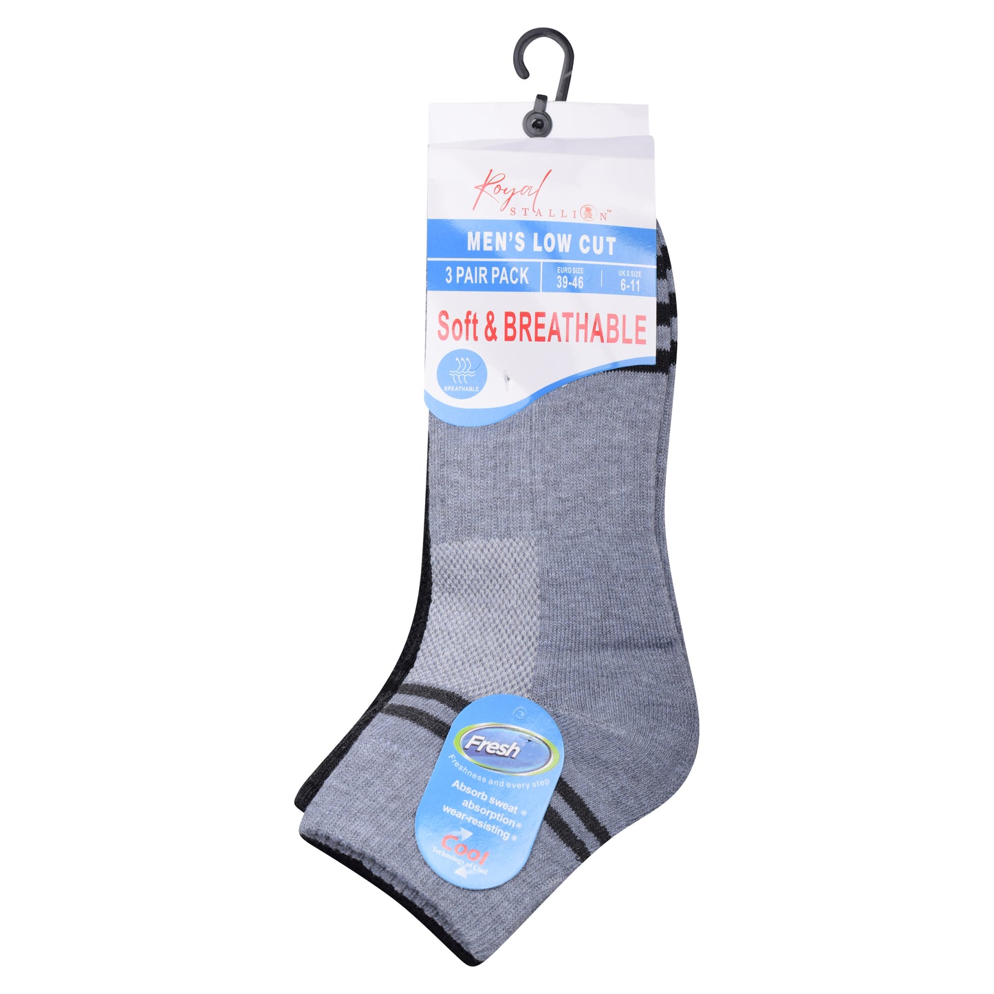 Mens Cushioned Trainer Socks - Assorted Striped (12 Pairs)