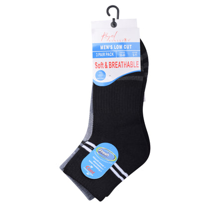 Mens Cushioned Trainer Socks - Assorted Striped (12 Pairs)