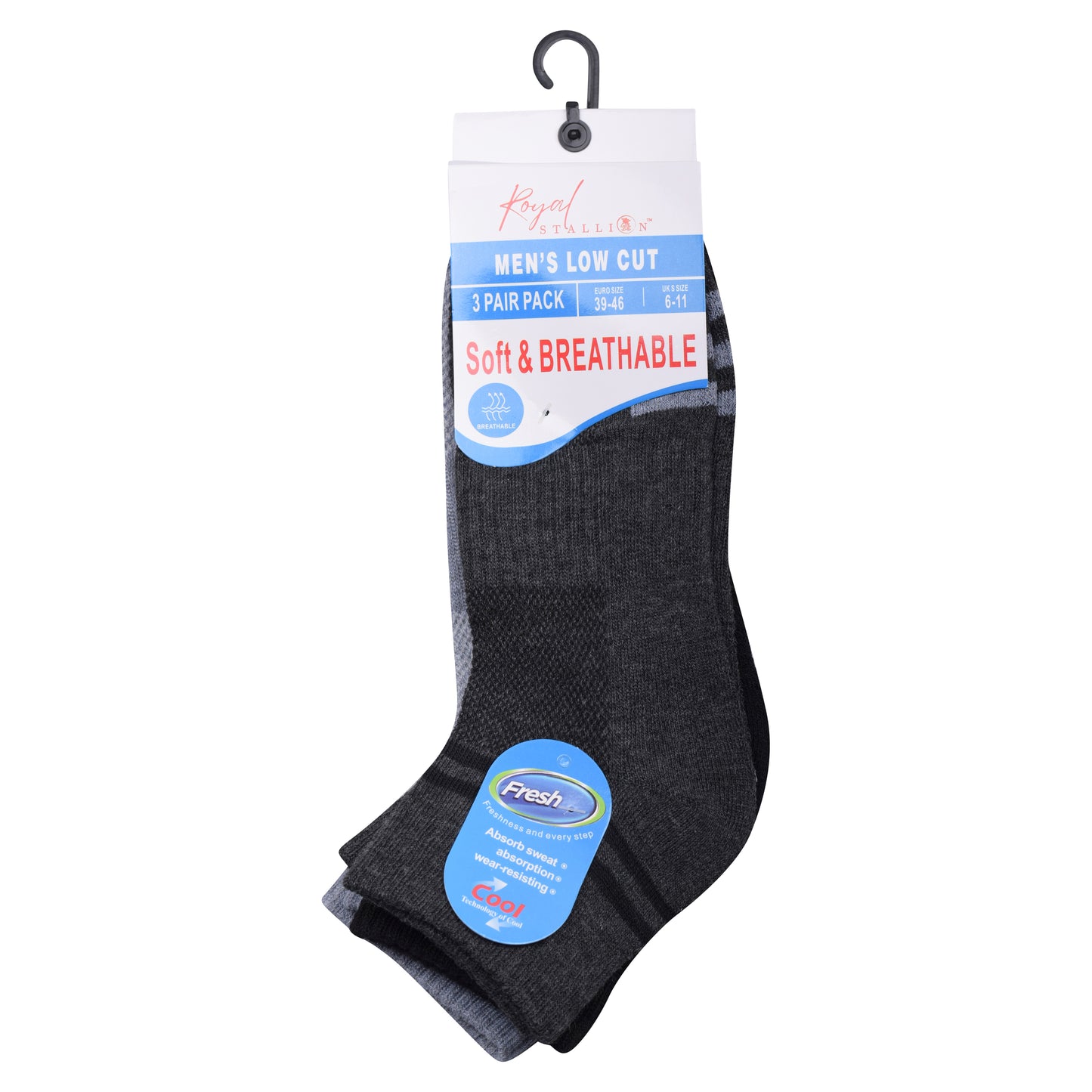 Mens Cushioned Trainer Socks - Assorted Striped (12 Pairs)