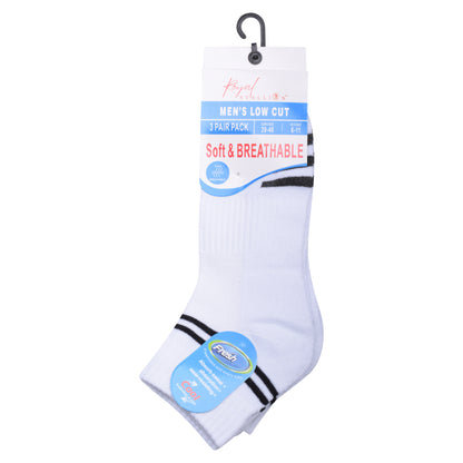 Mens Cushioned Trainer Socks - White/Black Striped (12 Pairs)