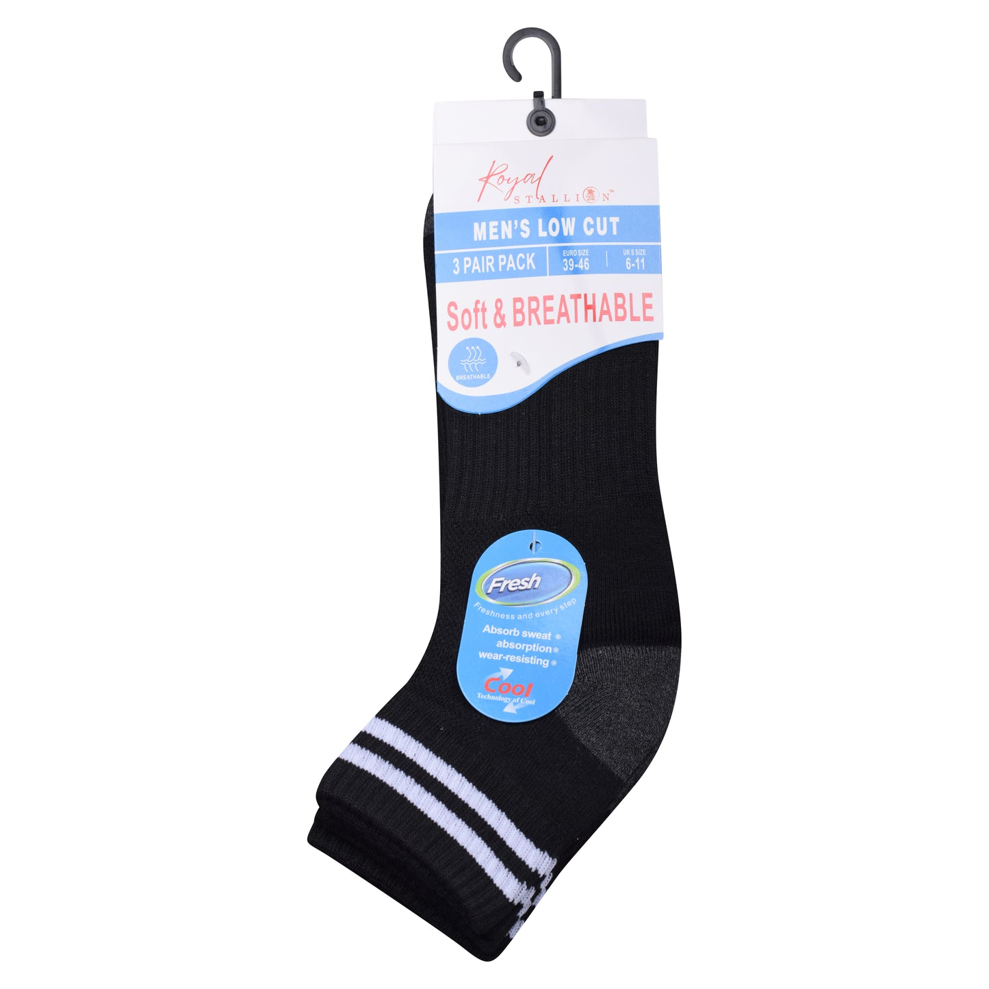 Mens Cushioned Trainer Socks - Black/Grey (12 Pairs)