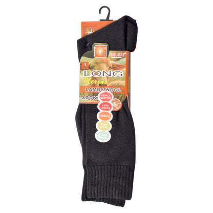 Mens Merino Lambs Wool Long Socks - Assorted (12 Pairs)