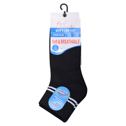 Mens Cushioned Trainer Socks - Black/White Striped (12 Pairs)