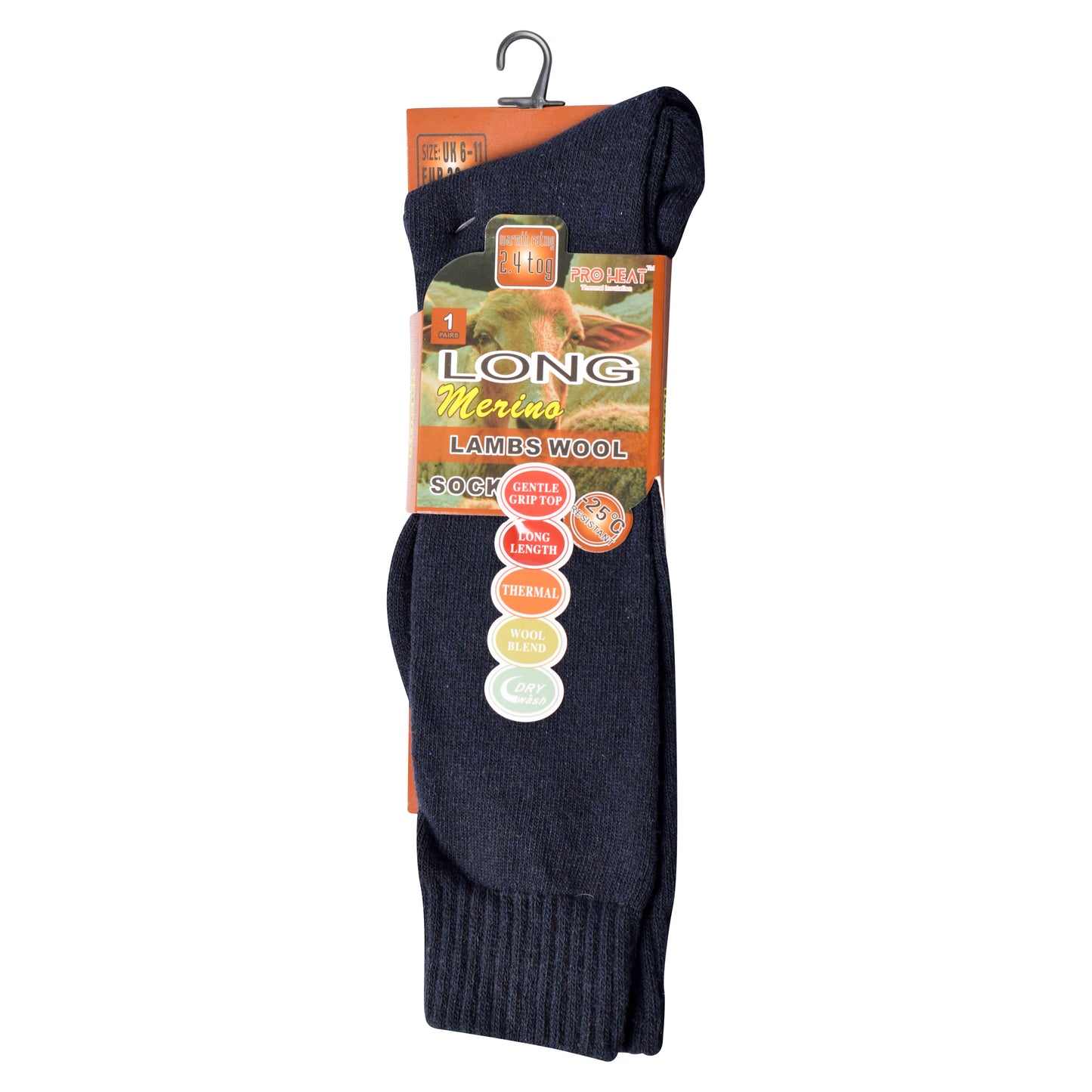 Mens Merino Lambs Wool Long Socks - Assorted (12 Pairs)