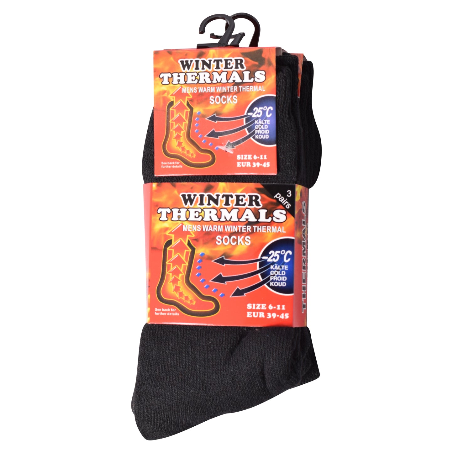 Mens Thermal Socks - Black (12 Pairs)
