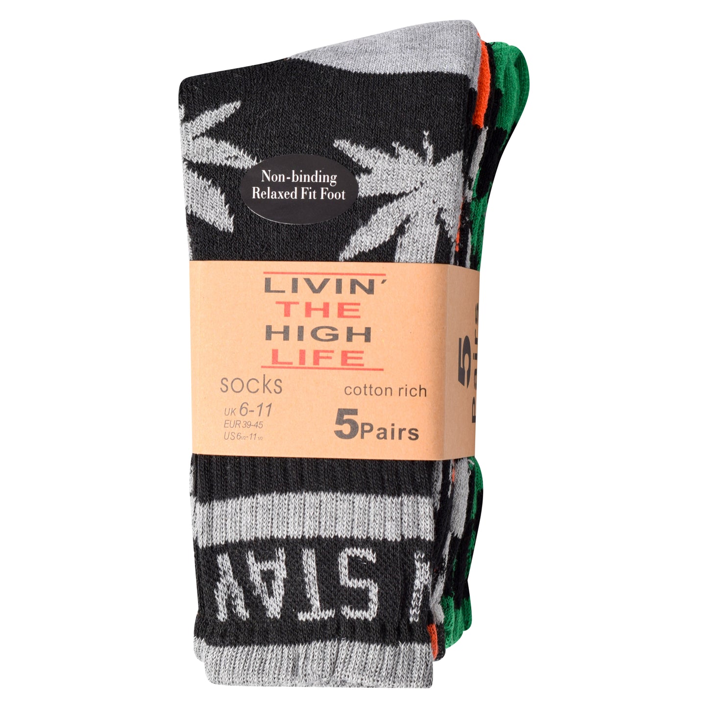 Mens 5 Pair Pair Sport Socks - Stay Smokin Ganja V1 (30 Pairs)